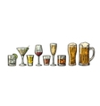 set glass beer whiskey wine gin rum tequila vector image vector image