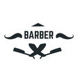 vintage barber logotype mustache with razors vector image