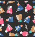 warm winter hats with pompon seamless pattern vector image vector image