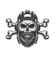bearded and mustached tankman skull vector image