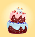 seventy six years birthday cake with candles vector image