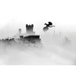 castle on top mountain with forest under vector image vector image