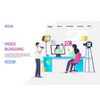video blogging website landing page design vector image vector image