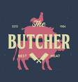 butcher shop and butchery hand written lettering vector image