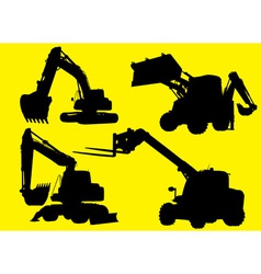 Construction vehicles silhouettes Royalty Free Vector Image