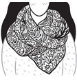 floral scarf on young woman black and white vector image