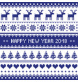 happy new year 2018 - scandinavian cross stitch pa vector image vector image