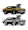 muscle car with big super charger engine out off vector image