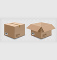 open and closed cardboard boxes template vector image vector image