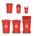 red recycling bin bucket for metal trash vector image