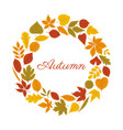 autumn round wreath in warm colors white vector image