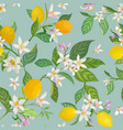 seamless lemon pattern with tropic fruits leaves vector image vector image
