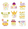 kids organic menu hand drawn banner set vector image