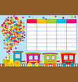 school timetable with cartoon train vector image