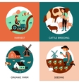 organic farm 4 flat icons banner vector image vector image