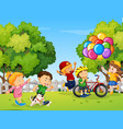 happy kids playing at park vector image