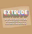 original retro 3d display font design alphabet vector image