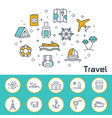 travel banner in flat style outline icons vector image