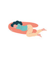 attractive brunette pregnant woman sleeping vector image