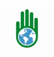 logo combination of a hand and earth vector image vector image