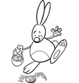 easter bunny cartoon coloring page vector image vector image