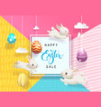 happy easter sale card decorated eggs hanging vector image