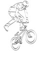 bmx stunt cyclist line art vector image