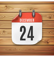 december 24 calendar icon on wooden background vector image vector image