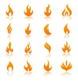 orange fire flames icon set vector image