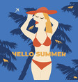 summer girl poster vacation vector image vector image