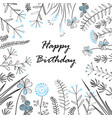 card with medow herbs and text happy birthday vector image vector image