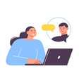 woman discusses with a person online vector image