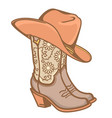 cowboy boots and hat cowgirl vector image vector image
