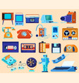 retro technique appliances set vector image