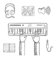 sound recording and music icons sketch vector image