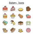 bakery color line icon set vector image