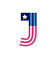 j letter logo made of american stars and stripes vector image