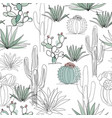 abstract cactus garden continuous line drawing vector image vector image