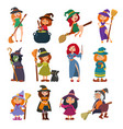 cute little witch hag harridan vixen with broom vector image