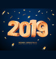 wooden 2019 for merry christmas and new year vector image vector image