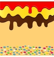 flowing chocolate jam and caramel on cake vector image