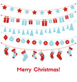christmas greeting card with festive garlands vector image