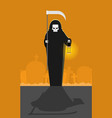 grim reaper with a scythe an a lantern halloween vector image