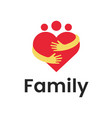 people group family heart hug logo design graphic vector image