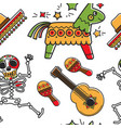 skeleton and guitar maracas sombrero pinta vector image