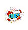 word thud on comic cloud explosion background vector image