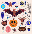occultism set with magic characters goat pumpkin vector image