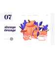 pumpkin dishes website landing page tiny male vector image vector image
