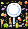 healthy and fresh fruit vegetable with kitchen vector image vector image