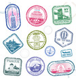 vintage passport travel stamps vector image